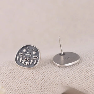 Cartoon Face Earrings 925 Silver Stud Earring for Women Jewelry
