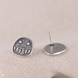 Cartoon Face Earrings 925 Silver Stud Earring for Women Jewelry
