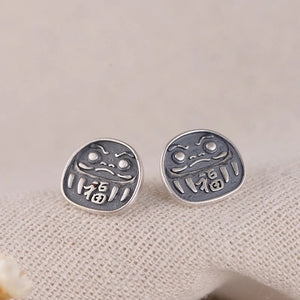 Cartoon Face Earrings 925 Silver Stud Earring for Women Jewelry