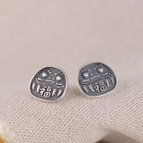 Cartoon Face Earrings 925 Silver Stud Earring for Women Jewelry