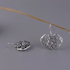 Matte Peony Flower Earrings 925 Silver Drop Earring for Women