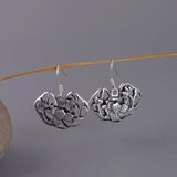 Matte Peony Flower Earrings 925 Silver Drop Earring for Women