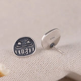 Cartoon Face Earrings 925 Silver Studs