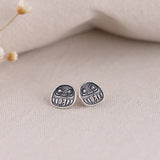Cartoon Face Earrings 925 Silver Studs