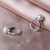 Freshwater Pearl Hoop Earrings in 925 Silver