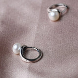 Freshwater Pearl Hoop Earrings in 925 Silver