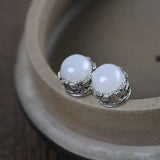 Hetian Jade Earrings 925 Silver Stud Earring Women Jewelry