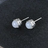 Hetian Jade Earrings 925 Silver Stud Earring Women Jewelry