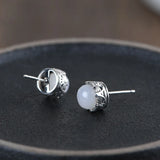 Hetian Jade Earrings 925 Silver Stud Earring Women Jewelry