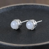 Hetian Jade Earrings 925 Silver Stud Earring Women Jewelry