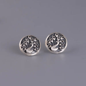 Peacock Round Earrings 925 Silver Stud Earrings Women Jewelry