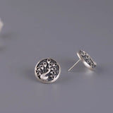 Peacock Round Earrings 925 Silver Stud Earrings Women Jewelry