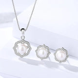 925 Silver Pearl Earrings Zircon Studs Women Jewelry
