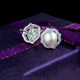 925 Silver Pearl Earrings Zircon Studs Women Jewelry