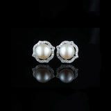 925 Silver Pearl Earrings Zircon Studs Women Jewelry