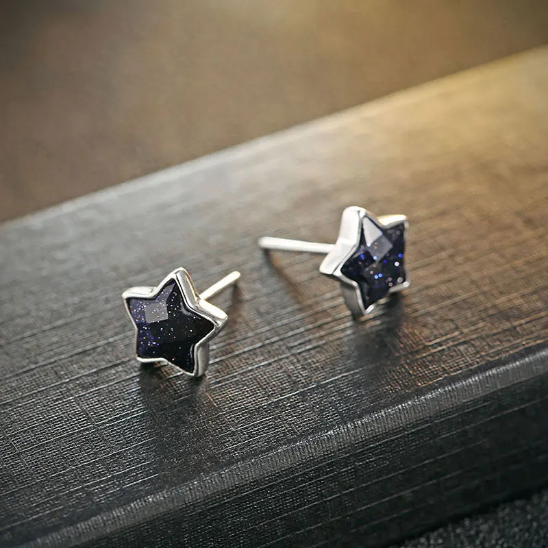 925 Silver Pentagram Earrings for Women