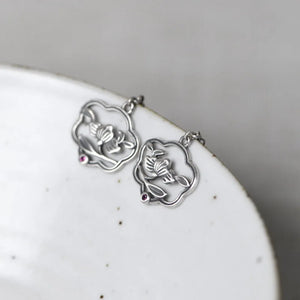 Peony Earrings 925 Silver Drop Earring Pure S925 Sterling Silver