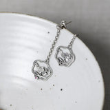 Peony Earrings 925 Silver Drop Earring Pure S925 Sterling Silver