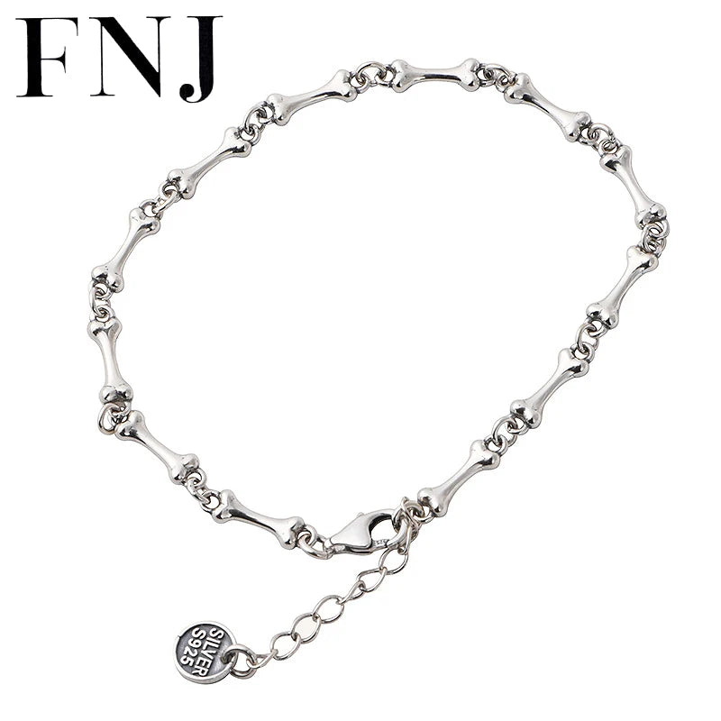 Vintage 925 Silver Punk Bone Bracelet for Men