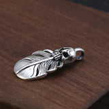 Punk Feather Skull Pendant 925 Silver Pure S925 Thai Silver Pendants