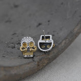 Punk Skull Earrings Pure S925 Sterling Silver Stud Earring