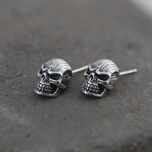Punk Skull Earrings 925 Silver S925 Sterling Silver Stud Earring Men