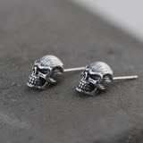 Punk Skull Earrings 925 Silver S925 Sterling Silver Stud Earring Men