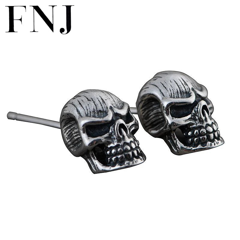 Punk Skull Earrings 925 Silver S925 Sterling Silver Stud Earring Men