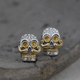 Punk Skull Earrings Pure S925 Sterling Silver Stud Earring