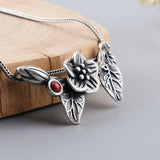Romantic Flower Pendant 925 Silver Red Agate