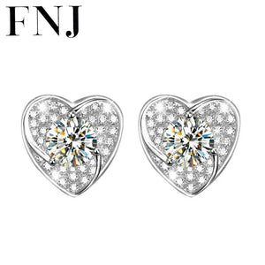 Romantic Heart Earrings 925 Silver Zircon Studs