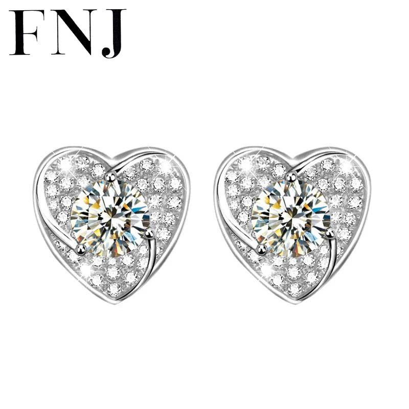 Romantic Heart Earrings 925 Silver Zircon Studs