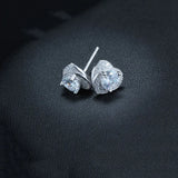 Romantic Heart Earrings 925 Silver Zircon Studs