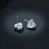 Romantic Heart Earrings 925 Silver Zircon Studs