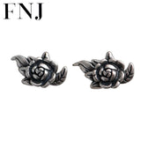 Rose Flower Earrings 925 Silver Stud for Women Jewelry