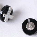 Agate Cross Earrings 925 Silver Stud Women Jewelry