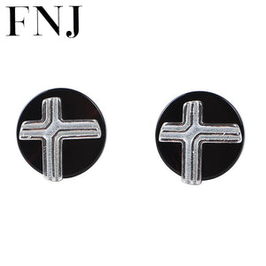 Agate Cross Earrings 925 Silver Stud Women Jewelry