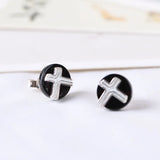 Agate Cross Earrings 925 Silver Stud Women Jewelry