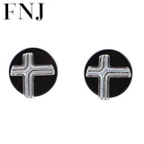 Agate Cross Earrings 925 Silver Stud Women Jewelry