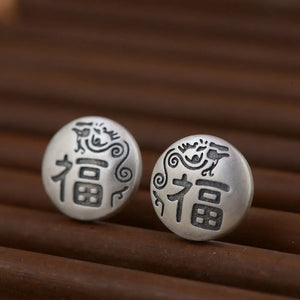 Good Luck Stud Earrings 925 Silver Fu