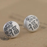 Good Luck Stud Earrings 925 Silver Fu