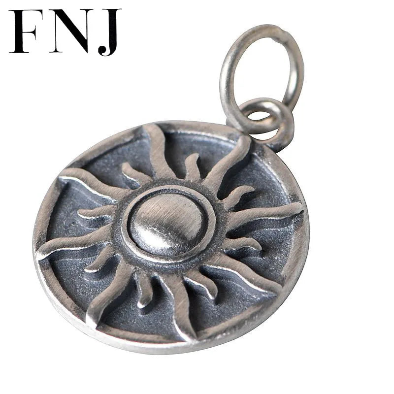 Round Sun Pendant 925 Silver Pure S925 Silver Pendants Vintage