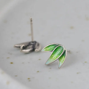 Bamboo Leaf Earrings 925 Silver Stud Earrings for Women Jewelry