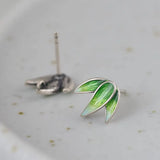 Bamboo Leaf Earrings 925 Silver Stud Earrings for Women Jewelry