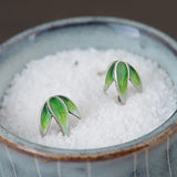 Bamboo Leaf Earrings 925 Silver Stud Earrings for Women Jewelry