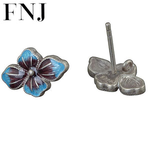 Shaolan Flower Earrings 925 Silver Pure S925 Sterling Silver Stud Earring