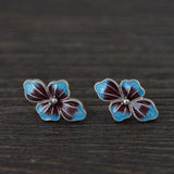 Shaolan Flower Earrings 925 Silver Pure S925 Sterling Silver Stud Earring