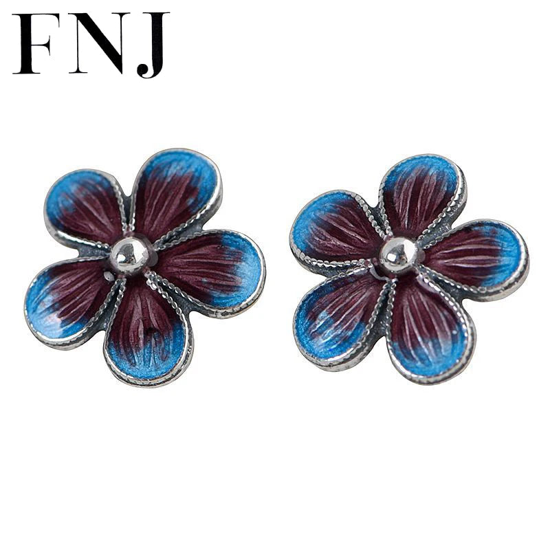 Pure S925 Sterling Silver Flower Earrings for Women