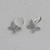 Butterfly Hoop Earrings 925 Silver Original Pure S925 Sterling Silver Earring