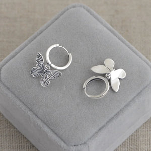 Butterfly Hoop Earrings 925 Silver Original Pure S925 Sterling Silver Earring